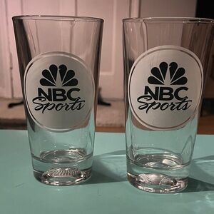 NBC Sports Peacock Logo Glass with Baseball Inside Center, Very Unique